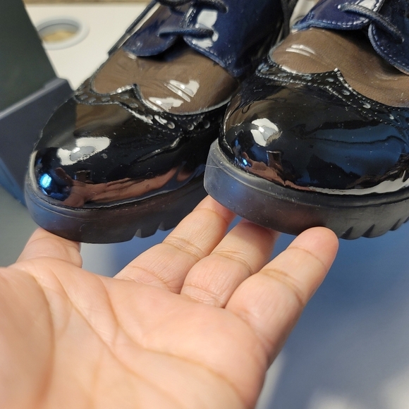 40 EU Wondersfly Patent Leather Lace-up Brogues Wedge Oxfords - Picture 5 of 10